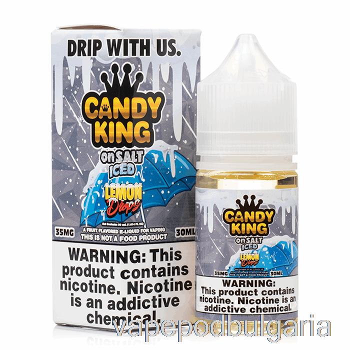 Vape 10000 Дръпки Iced Lemon Drops - Candy King On Salt - 30ml 35mg